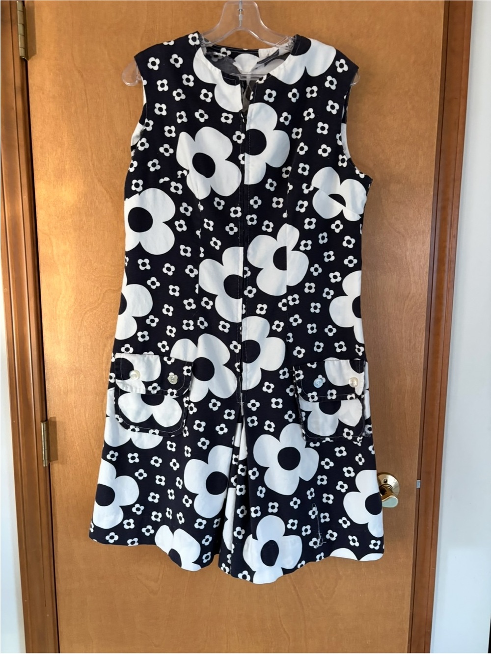 Vintage Handmade Romper Playsuit Cotton Navy and White